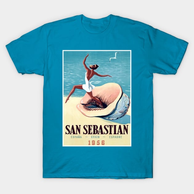 San Sebastian Spanish Travel and Tourism Advertising Resort Print T-Shirt by posterbobs